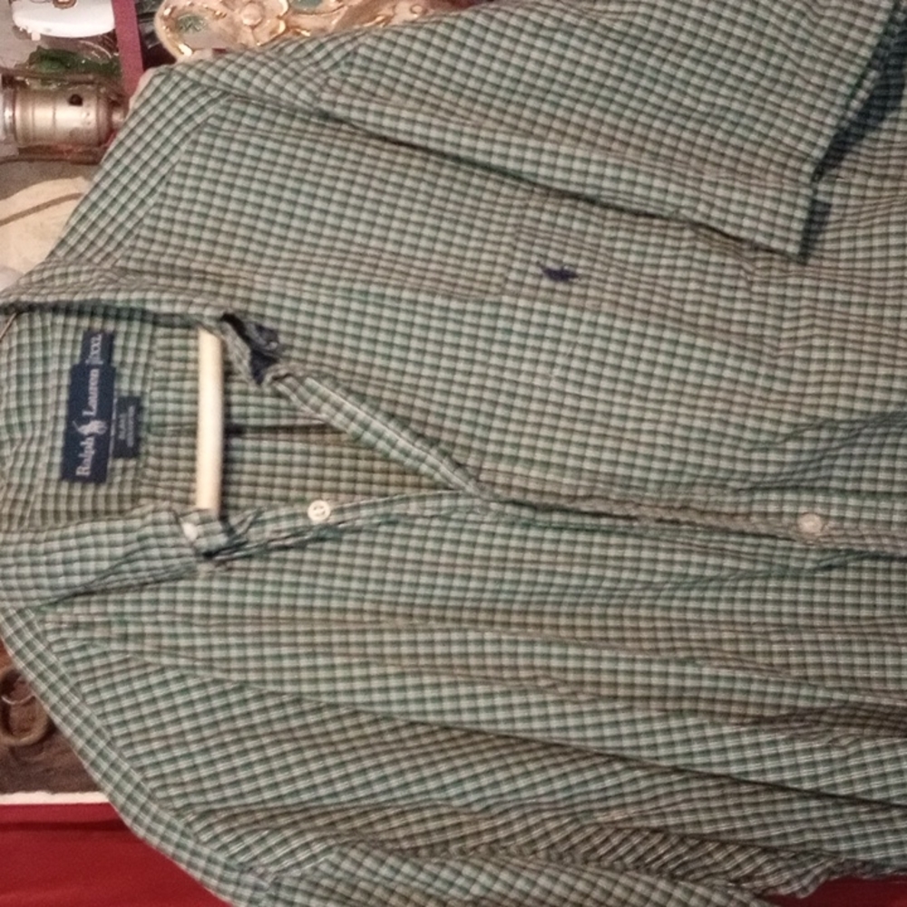 XXL Ralph Lauren Blake 100%  cotton short sleeve green plaid Shirt